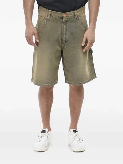 Cultura Stonewashed Cargo Shorts In Green