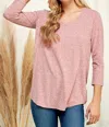 Culture Code Curved Hem Top In Ash Rose In Pink