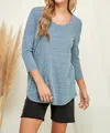 Culture Code Curved Hem Top In Blue In Blue