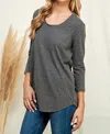Culture Code Curved Hem Top In Charcoal In Gray