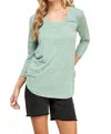 Culture Code Curved Hem Top In Sage In Green