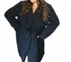 Culture Code Double Breast Trench Coat In Black In Blue