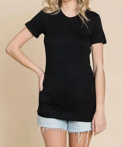 Culture Code Double Faced Crew Neck Short Sleeve Top In Black