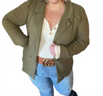 Culture Code Faux Double Breast Blazer In Olive Green