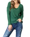 Culture Code Full Size Scoop Neck Patch Pocket Top In Dark Green In Green