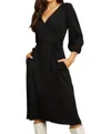 Culture Code Full Size Surplice Flare Ruching Dress In Black In Black