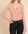 Culture Code Kendra Scoop Neck Fitted Bodysuit In Beige In Beige