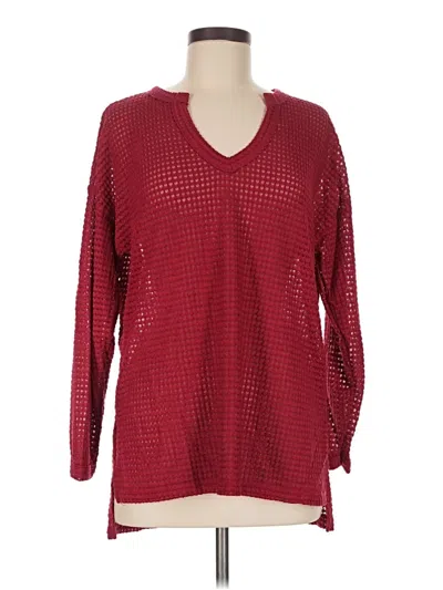 Pre-owned Culture Code Long Sleeve Blouse In Burgundy