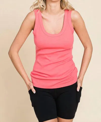 Culture Code Scoop Neck Tank Top In New Coral Pink In Red