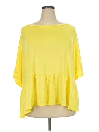 Pre-owned Culture Code Short Sleeve Top Yellow Boatneck Tops