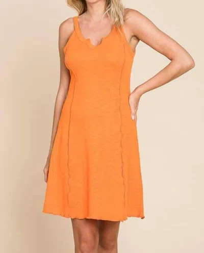 Culture Code Tiny Notch Neck Merrow Mini Dress In New Sunkist In Multi