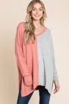 Culture Code Two Tone Sweater In Aged Rose Combo In Pink