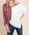 Culture Code Two Tone Sweater In Dark Red Bean Combo In White