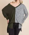 Culture Code Two Tone Sweater In New Olive Combo In Multi