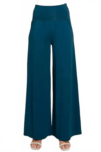 Culture Code Wide Leg Pallazo Pants In Teal In Blue