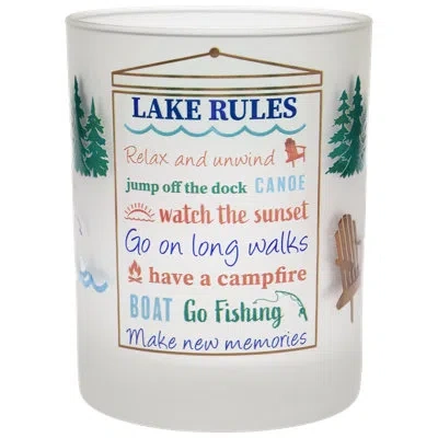 Culver 14-ounce Dof Double Old Fashioned Glass (set Of 4) - Lake Rules In Green