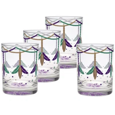 Culver 14-ounce Dof Double Old Fashioned Glass (set Of 4) - Mardi Gras In Green
