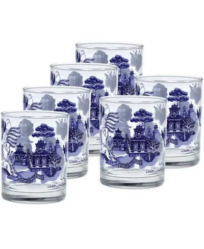 Culver Blue Willow Double Old Fashioned Glasses, Set Of 6