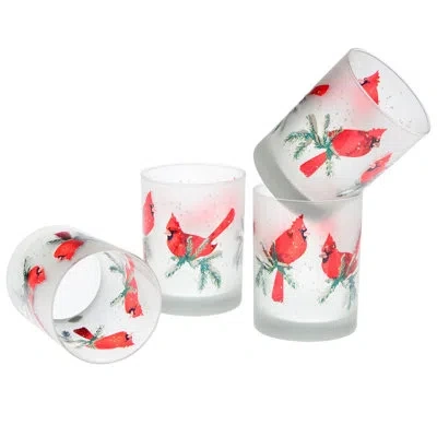 Culver Festive Winter Cardinals 14 Oz. Whiskey Glass In Red