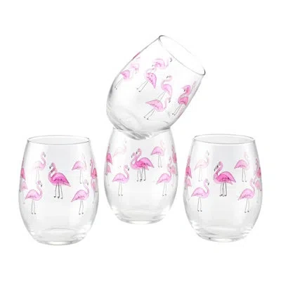 Culver Flamingos 15 Oz. Stemless Wine Glass In Pink