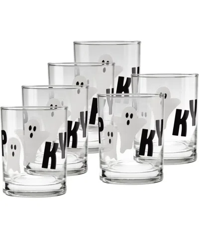 Culver Halloween Spooky Ghosts Double Old Fashioned Glasses, Set Of 6 In Transparent