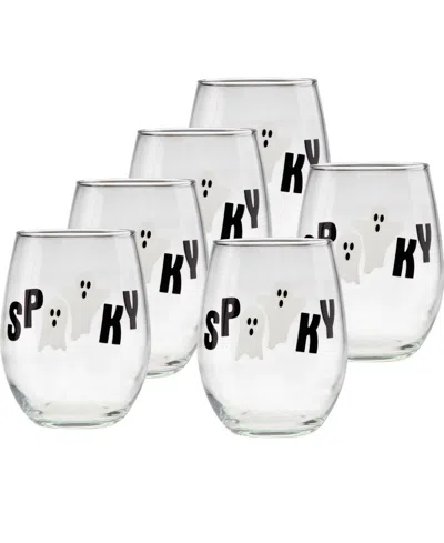 Culver Halloween Spooky Ghosts Stemless Wine Glasses, Set Of 6 In Transparent