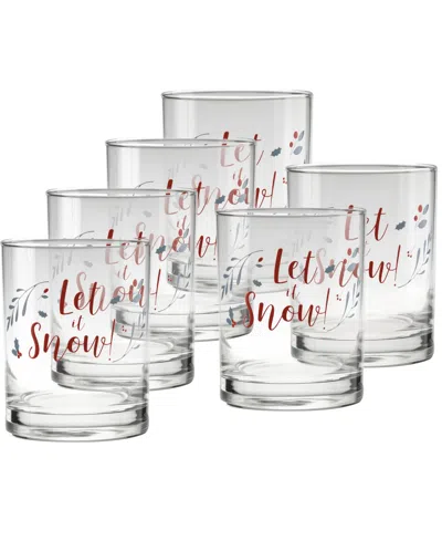 Culver Holiday Let It Snow Double Old Fashioned Glasses, Set Of 6 In Transparent