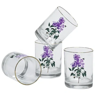 Culver Lilac Bee 22k Gold Rim 14 Oz. Whiskey Glass In Purple