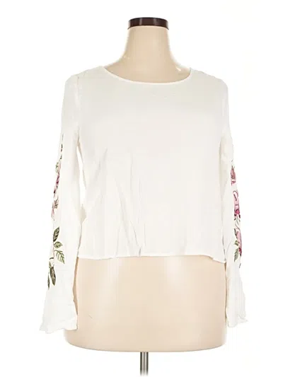 Pre-owned Cupcakes And Cashmere 3/4 Sleeve Top Ivory Boatneck Tops