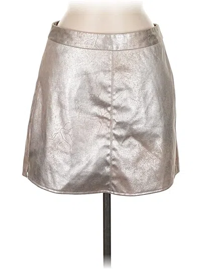 Pre-owned Cupcakes And Cashmere Faux Leather Skirt In Silver