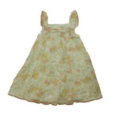 Pre-owned Cupcakes And Cashmere Kids' Girls White Pink Floral Dress In Green