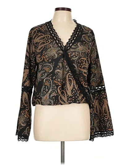Pre-owned Cupcakes And Cashmere Long Sleeve Blouse In Black