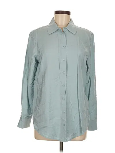 Pre-owned Cupcakes And Cashmere Long Sleeve Blouse In Blue