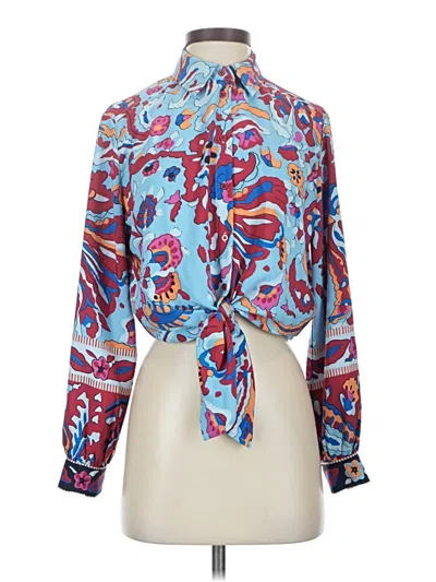Pre-owned Cupcakes And Cashmere Long Sleeve Blouse In Blue
