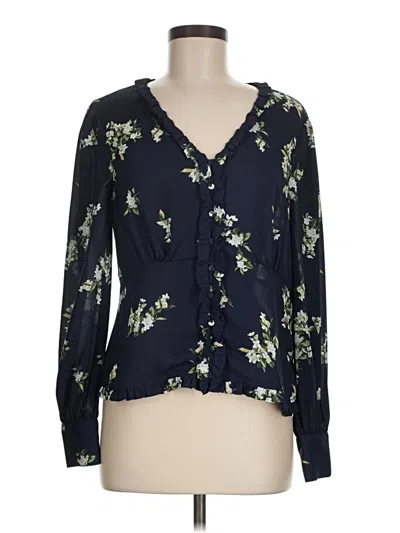 Pre-owned Cupcakes And Cashmere Long Sleeve Blouse In Blue