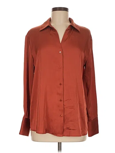 Pre-owned Cupcakes And Cashmere Long Sleeve Blouse In Brown