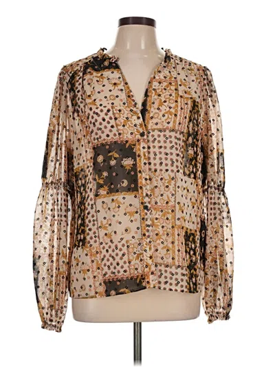 Pre-owned Cupcakes And Cashmere Long Sleeve Blouse In Brown