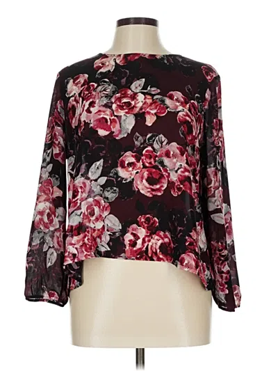 Pre-owned Cupcakes And Cashmere Long Sleeve Blouse In Burgundy