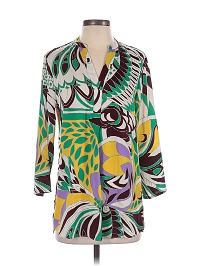 Pre-owned Cupcakes And Cashmere Long Sleeve Blouse In Green