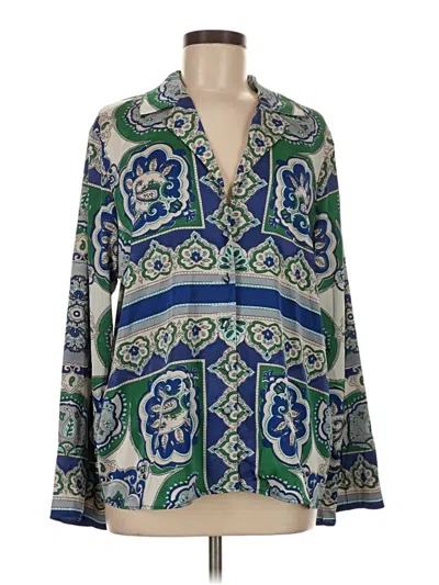 Pre-owned Cupcakes And Cashmere Long Sleeve Blouse In Green