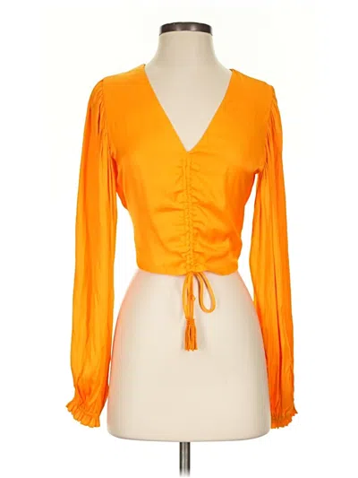 Pre-owned Cupcakes And Cashmere Long Sleeve Blouse In Orange