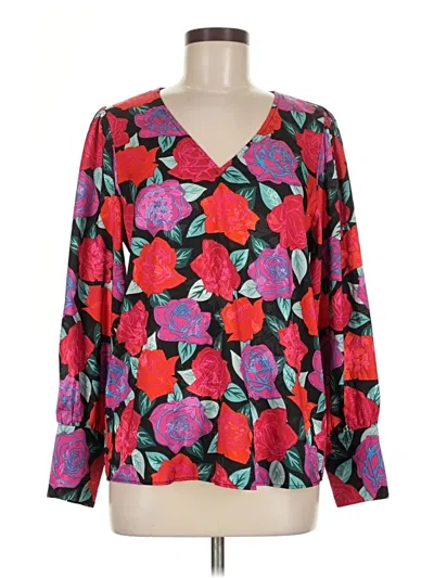 Pre-owned Cupcakes And Cashmere Long Sleeve Blouse In Red