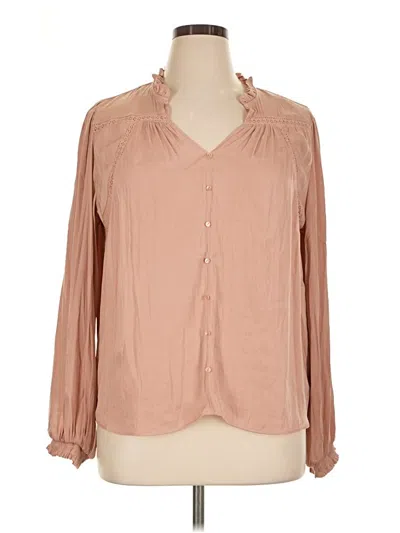 Pre-owned Cupcakes And Cashmere Long Sleeve Blouse In Tan