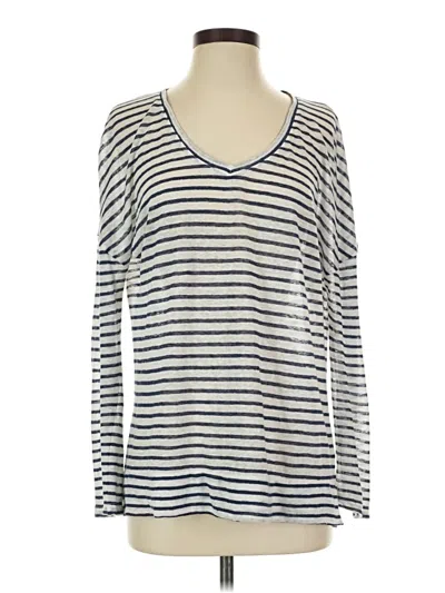 Pre-owned Cupcakes And Cashmere Long Sleeve Top Gray V-neck Tops