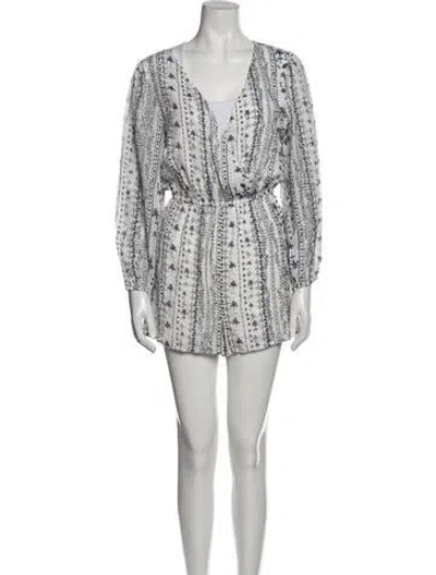 Pre-owned Cupcakes And Cashmere Printed V-neck Romper In Blue