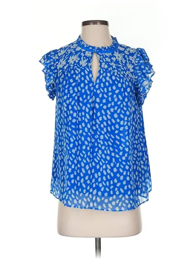 Pre-owned Cupcakes And Cashmere Short Sleeve Blouse In Blue