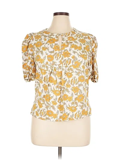 Pre-owned Cupcakes And Cashmere Short Sleeve Blouse In Gold
