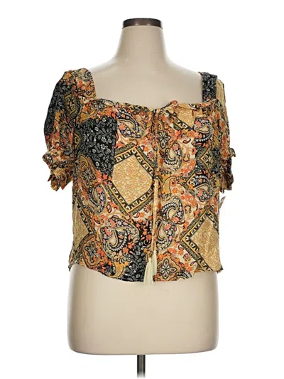 Pre-owned Cupcakes And Cashmere Short Sleeve Blouse In Gold
