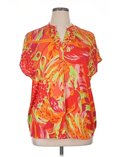 Pre-owned Cupcakes And Cashmere Short Sleeve Blouse In Orange