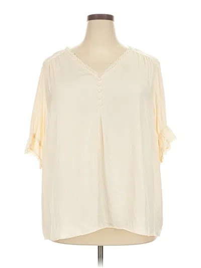 Pre-owned Cupcakes And Cashmere Short Sleeve Blouse In White
